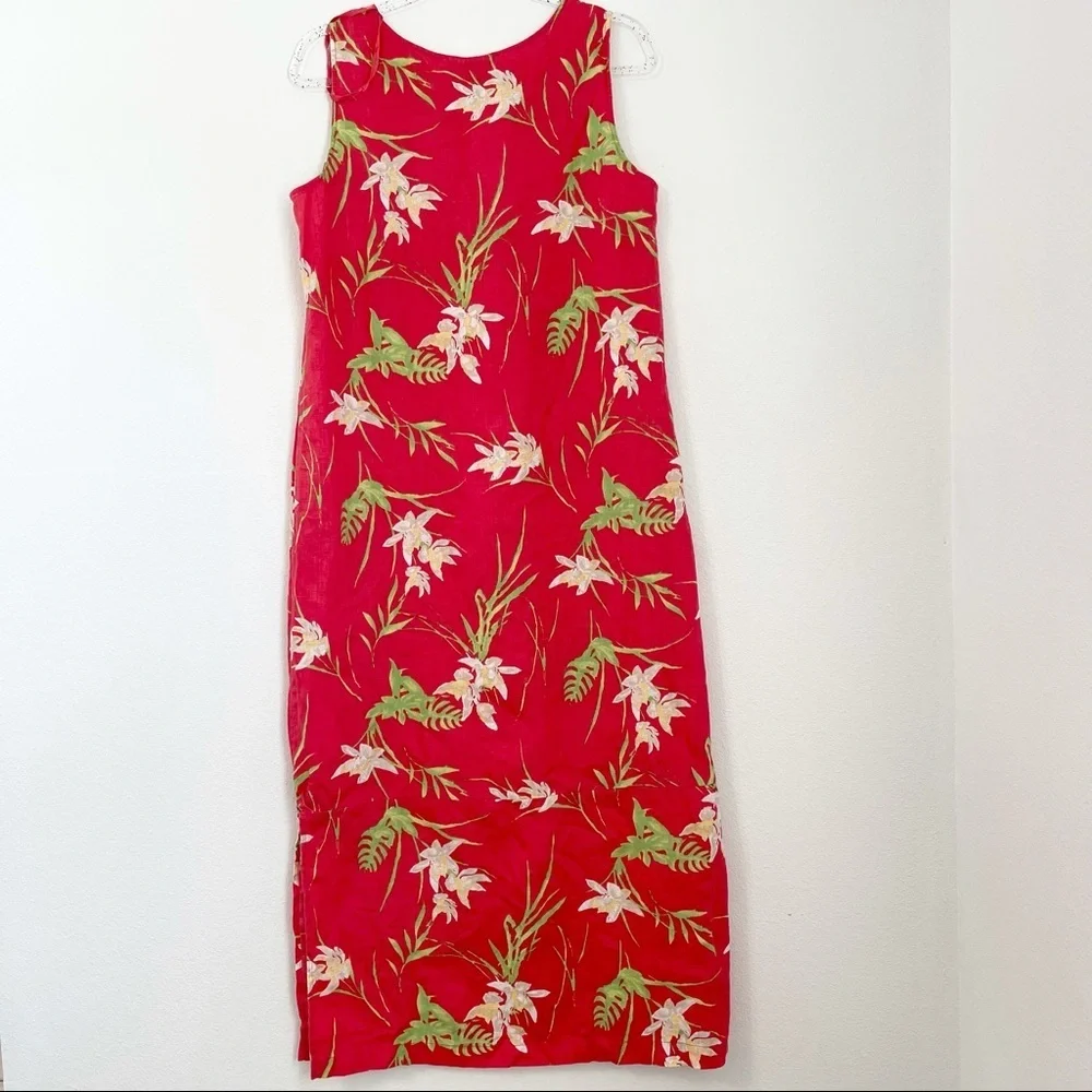 JM Collection by Jennifer Moore Women Linen Floral Maxi Dress. Size 14.